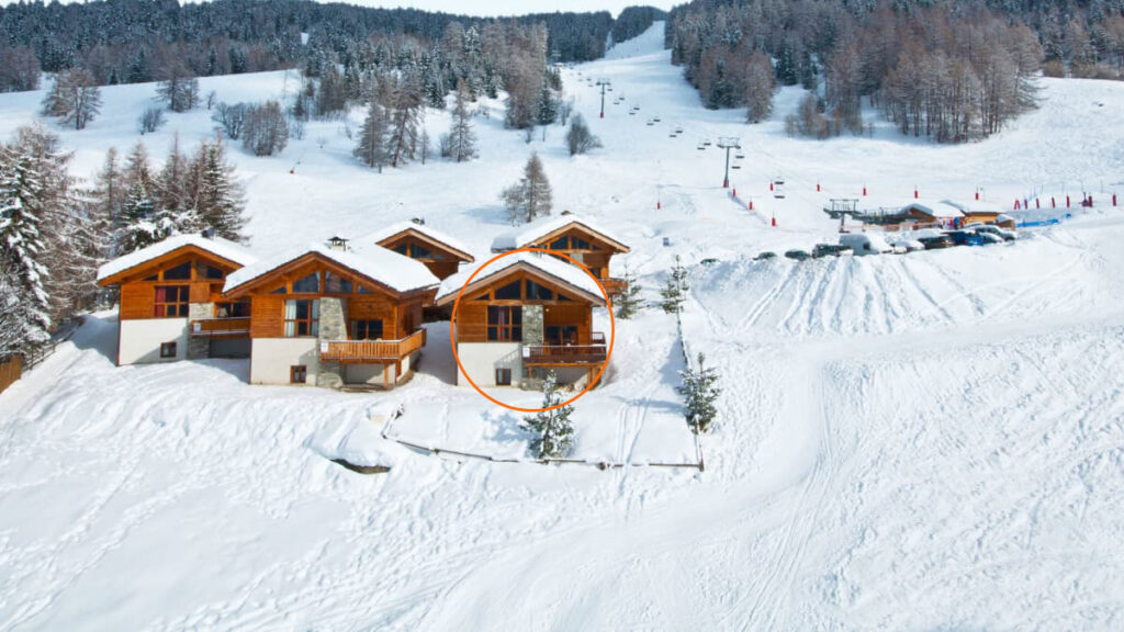 aerial photo of the chalets plan peisey 1200 alpaca